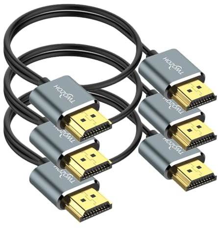Twozoh Slim 4K HDMI Cable 1M 3 Pack, Ultra Thin & Flexible Skinny HDMI to HDMI 2.0 Lead Support 4K/60HZ 18gbps Laptop, Monitor, PS5, PS4, Xbox One, Fire TV