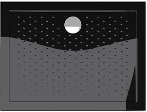 doporro Plato de Ducha Rectangular Antideslizante 70x100x4 cm – Acrílico Negro con Válvula de Desagüe AL02, Conexiones DIN, Instalación a Ras de Suelo – Lucia02