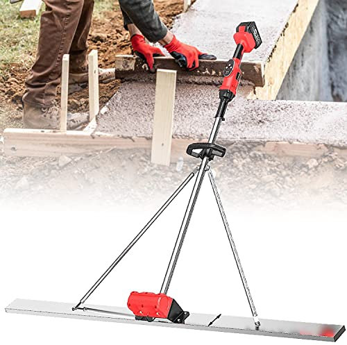 Moteur vibrant de finition de ciment de chape électrique sans fil, outil de travail de chape de surface en béton 6000 tr/min, avec panneau en acier inoxydable de 5 pieds et moteur de vibration sans