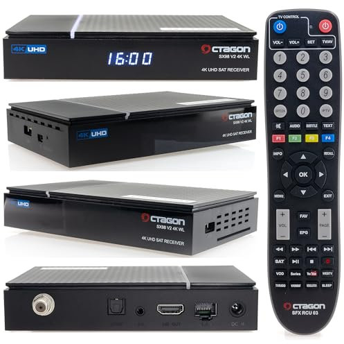 OCTAGON SX98 V2 4K UHD Linux Sat Receiver mit WLAN Mediathek YouTube Internet Radio, Ful HD HDMI, Satelliten Receiver HD-Receiver, Digital Sat-Receiver für Satellitenschüssel Satellit Fernseher