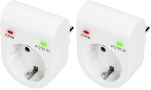 DIGITUS DN-95400 - Adaptateur de Protection Contre Les surtensions - 1 unité - 16 A / 230 V / 50 Hz - Max. 3.500 W - Indicateur d'état LED - Courant de Fuite Max. 13.500 A - Blanc (Lot de 2)