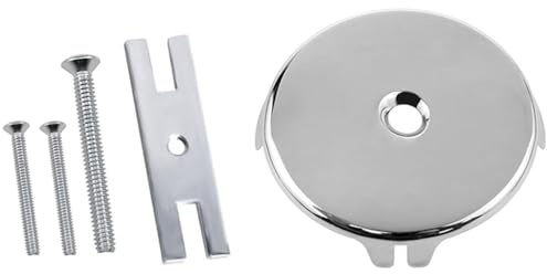 Cubierta de desagüe de bañera de 3-1/8 pulgadas con un solo agujero, accesorio de drenaje con tornillos para la mayoría de bañeras (plateado)