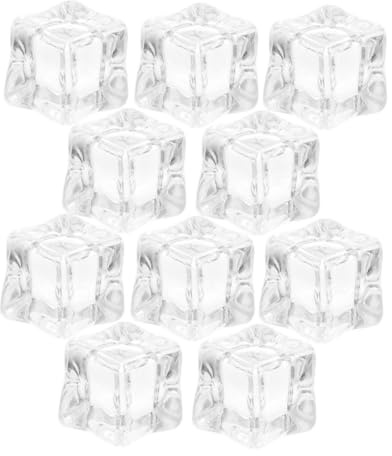 Sosoport 50 Cubetti Di Ghiaccio Finti Trasparenti Ghiaccio Decorativo Riutilizzabile Da 15 Mm Per Accessori Fotografici Centrotavola Per Matrimoni Decorazioni Per Feste Riempitivi Per