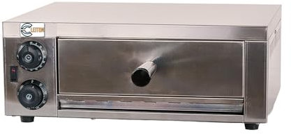 Cleiton® Horno de Pizza Compacto Simple Eléctrico de 1 Pizza de 30 cm Sobremesa en acero inox con Calentamiento Rápido | Temperatura 350°C - 1600 W | Uso Comercial y Doméstico