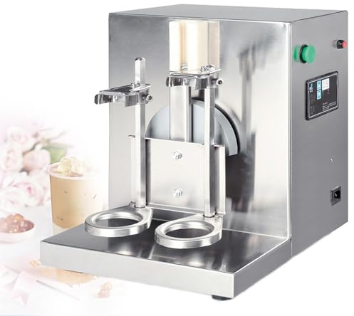 DPLXQPP Máquina Mezcladora Profesional para Té con Leche,Coctelera Eléctrica Automática De Doble Cabezal con Temporizador,340 RPM - para Bares,Cafeterías Y Tiendas De Bubble Tea (Acero INOX,25kg)