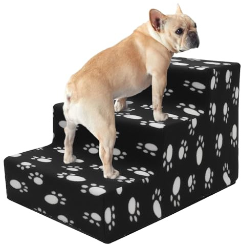 Escalier pour chien à 3 marches de 30 cm de haut avec housse lavable antidérapante - Rampe pour chien de petite taille et moyenne - Lit - Canapés, voiture (3 marches, A, 1)