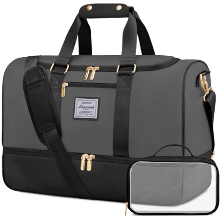 LOVEVOOK resväska för damer, weekender travel duffel carry on-väska med kosmetikväska, skofack & våtfack, vattentät sportväska gym yoga-väska, handbagage för sport, semester, flyg, L, avslappnad