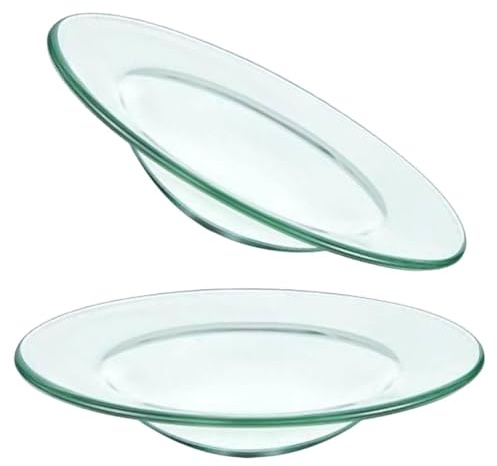 Housoutil Lot De 2 Plats De Réchauffeur De Cire en Verre Transparent 4.72 Pouces pour Brûle-Parfum Accessoires De Remplacement pour Diffuseur D'Arômes Et Chauffe-Huile Essentielle Maison
