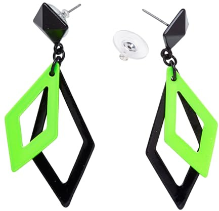 Widmann - Rhombus Ohrringe, Ohrstecker, Modeschmuck, Disco, 80er, Kost?m, Karneval, Mottoparty