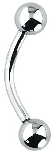 Forbidden Body Jewelry Curved Barbell Piercing Jewelry - 14GA Silver Eyebrow Piercing - Surgical Steel Snake Eye Frog Eyes Tongue Rings & Belly Rings for Women (12mm Bar, 5mm Balls)