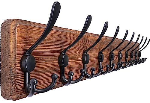 SKOLOO Rustic Large Coat Rack Wall Mount-38.6'' Long Coat Rack for Wall, Wood Coat Rack Hook, Farmhouse Coat Hanger Wall Mount for Hanging Jacket Coat