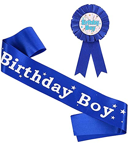 2 pcs Geburtstag Schärpe Junge Birthday Boy Schärpe Birthday Boy Abzeichen Party Zubehör Dekoration für Junge Kinder Geburtstags Party(Blau)