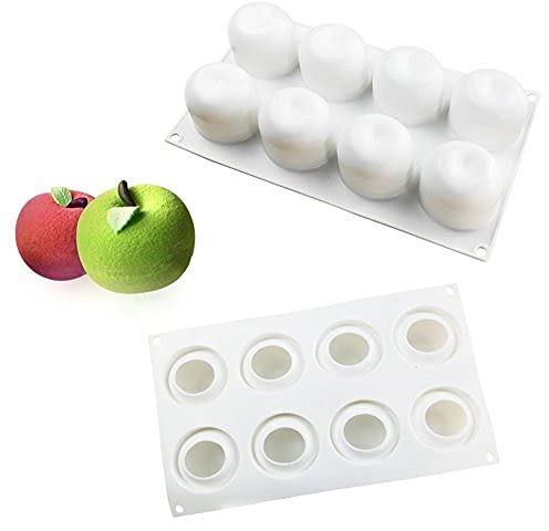 Oriental riverkit Moule De Silicone en Forme De Pomme 8 Trous 3D Moule De Cuisson Moule à Dessert Gelé, pour Gâteau, Entremet, Mousse