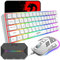 60% Wired Compact Gaming Keyboard 61 Keys 11 RGB Backlight Full Keys Anti-ghosting + Wired Lightweight Gaming Mouse 2400DPI Honeycomb Optical Mouse + Converter Adapter for PS4 Gamers (White)