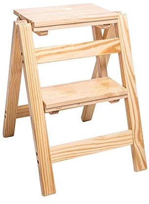 Kreativa stegstegar Innovativa hopfällbara hopfällbara bokhyllor Scener Multifunktionell trästege Kökspall Stege med 2 trappor (Storlek: D)