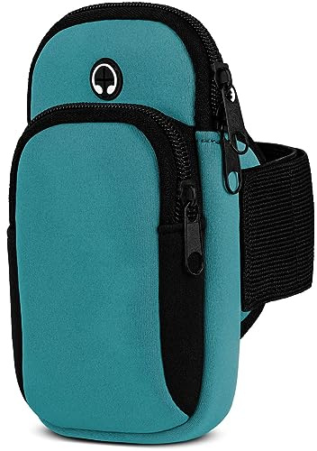moex Handytasche Joggen für Sony Xperia 10 V Sportarmband Handy aus Neopren, Handyhalterung Arm zum Laufen Sport Armband, Laufarmband mit 2 Fächern, Lauftasche Jogging - Blau
