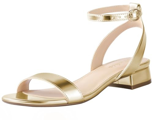 Ankis Black Nude White Gold Women Sandals Comfortable Walking Strappy Open Toe Sandals for Women Dressy Summer 1 Inch Low Block Heel Flat Adjustable Ankle Strap Shoes