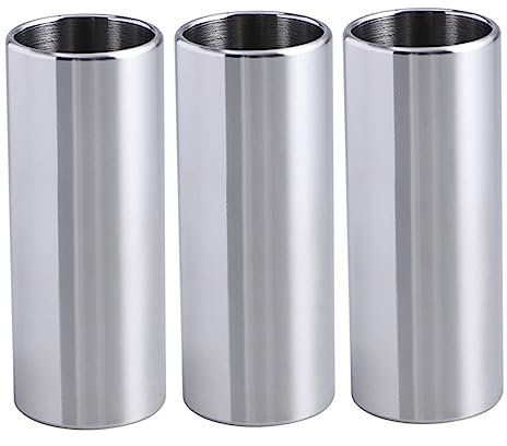 HEMOTON 6pièces Lot Slides Moyennes Pour Guitare Basse Verre Transparent Et Acier Inoxydable Glissières De Bottleneck Médium Avec Clair Et Sustain Accessoires Pour Instruments à Cordes