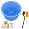 Vegena Silicone Dog Licking Mat Bowl, Slow Feeder Dog Bowl, Dog Licking Bowl, Dog Lick Bowl with Spatula and Brush, Licking Treat Dispenser for Anxiety Relief and Slow Feed Training (Blue)
