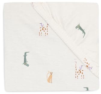 Jollein Sábana Bajera Ajustable de Punto, para Cuna Jungle Jambo, 60 x 120 cm, 100% algodón, Certificado Öko-Tex