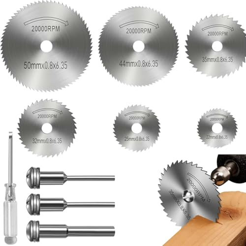 Mini Hoja de Sierra Circular, Juego de 6 Hojas de Sierra Giratorias para Sierra de Disco de Acero, Discos de Corte para Herramientas Rotativas, para Cortar Madera, Plástico y Metal, Plata