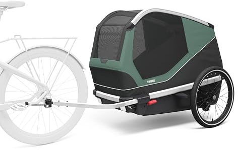 Thule Bexey pet Bike Trailer - Carrier for Small & Large Sized Dogs - Foldable Design - Easy to Connect to Bike - Padded Interior - Converts into Travel Crate - Durable Materials
