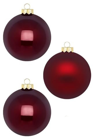 Inge Glas Weihnachtskugeln 10cm in Karton-Box | 6 XL Christbaumkugeln groß | Kugeln aus Glas (Smooth Port weinrot)