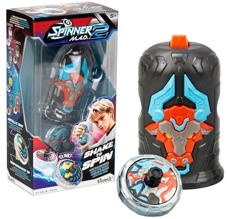 Bizak Spinner Mad 2 Shake 62006323-6 Toupie individuelle avec mécanisme avancé, Dark Bull, Jouet de Combat pour garçons et Filles à partir de 5 Ans, 6 Styles différents à Collectionner