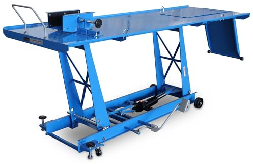 BITUXX Motorrad Hebebühne Motorradheber Motorradbühne Lift Hydraulisch mit Fußpumpe, 460 kg Belastbar, Werkstattbühne mit Radsicherung, Serviceklappe & Auffahrrampe