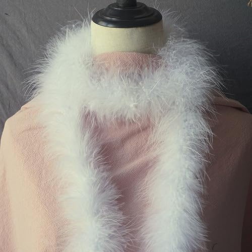 Fjäderboa dam, 2 m fluffig fjäderboas, fjäderhalsduk fjäderstola fjäderboa av kalkonfjädrar fjäderhalsduk karneval kostym för 20-talet Charleston temafest jul, off white