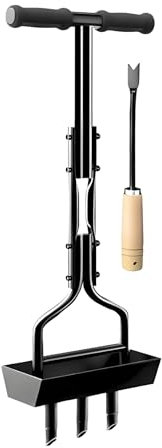 DzpKrka Escarificador cespe-d Manual, 95.5x20.1cm Aireador De Césped, Aireador De Tierra Manual, Garden Airator De Núcleo Multifuncional con PAL De Desmalezado para Airear Césped, Patio, Suelos