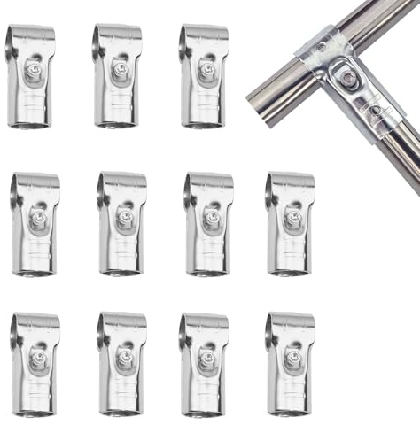 12 morsetti per tubi a T, 20 mm, connettori a T, morsetti regolabili per recinzione, tubo di collegamento a T per recinzioni metalliche, piastre terminali