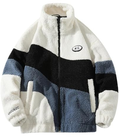 Generisk lapptäcke jacka ytterkläder teddy fleece med ståkrage vinterjacka sweatjacka med dragkedja teddy jacka herr