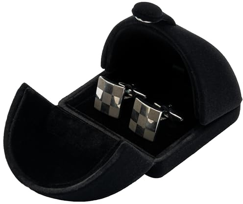 COWFEX Soft Velvet Small Cufflink Box for Men,Cuff Links Storage Box for Jewellery Display (Black)
