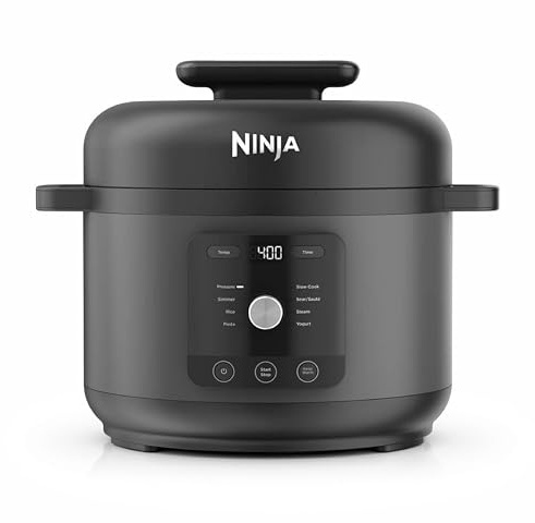 Ninja HyperHeat 9-i-1 tryckkokare, slow cooker och riskokare, inkluderar ångställ och avtagbar diskmaskinssäker 6 L matlagningsgryta, gör yoghurt, ris med mera, svart PC201UK