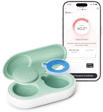 Momcozy Termometro Neonato Digitale Indossabile con App e Cerotti 3M