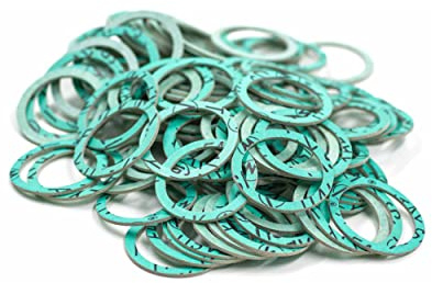 Guarnizione Piana in Fibra 1 1/2 Pollice (44.5 x 36 x 2 mm) – Confezione da 100 – Fino a 180 °C – Per Impianti Sanitari e di Riscaldamento