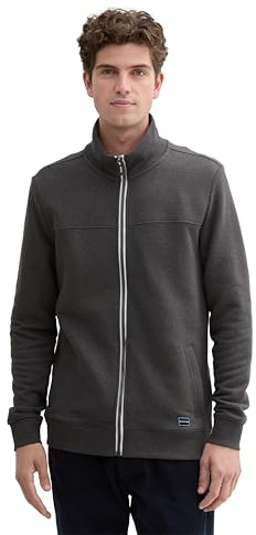TOM TAILOR Hommes Veste sweat à col montant