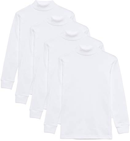 Camiseta termica Interior niño Cuello Medio Alto Semi Cisne niño Manga Larga Colores Lisos (Pack Blanco, 8 años)