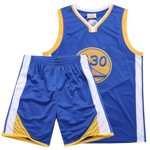 Basketball Trikot Kinder 2-Piece Basketball Kinder Trikot Shirt and Shorts 4-14 Kinder(Blau)