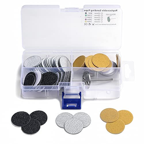 150 Stück Schleifpapier und 1 Stück Metall-Bit, 3/32-Schaft, austauschbare Pediküre-Schleifscheiben-Bit für abgestorbene Haut, Hornhautentfernung, elektrische Fußfeile, Werkzeuge