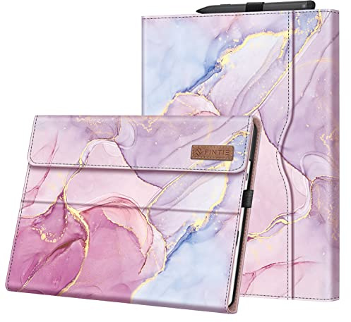 FINTIE Coque pour Microsoft Surface Pro 11/10/9 13 Pouces (2024/2022) | Housse Multipositions Protection avec Poche de Documents, Etui Compatible avec Clavier Type Cover, Marbre Glorieux