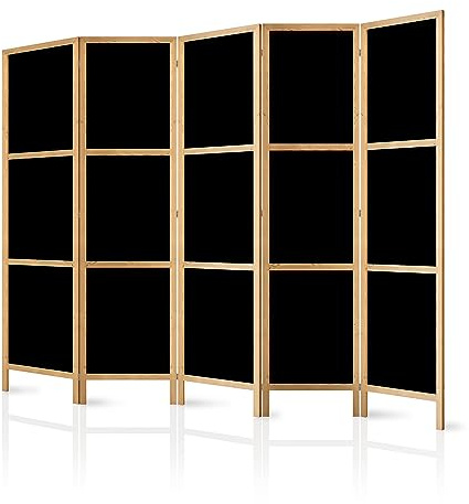 murando - Paravent Innen Raumteiler Holz 225x172 cm 5-teilig Japanische Trennwand Raumtrenner Room Divider Mobiler Sichtschutz Spanische Wand Raum Abtrennung schwarz einfarbig glatt f-A-10167-bh-a