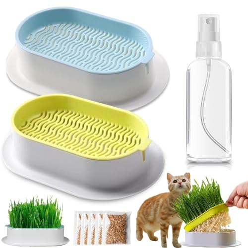 TYXJJ-BF Katzenminzen Wheat Grass Planting Paket,Katzengras Keimschale Set 2 Katzenminze- für Katzen, stimulierend und verdauungsfördernd, geeignet für alle Katzen (Attachment- 10-15 cm)
