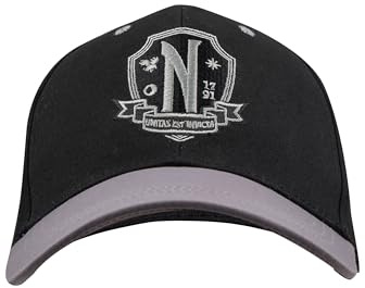 Cinereplicas Onsdag - Nevemore Academy keps lila eller svart, en storlek, 100 % bomull - officiell licens, Nevemore Black Academy, one size