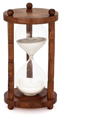 NKlaus Nautische Sanduhr 3 Säulen Holz 60min. 24,5x12,5cm Zeitmesser Maritime Deko 14996