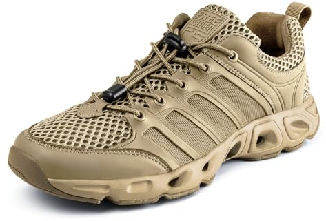 FREE SOLDIER Men's Water Shoes Quick Dry Sports Hiking Breathable Lightweight Shoes Outdoor Mesh Training Walking Travel Trekking Sneakers(Tan 11)