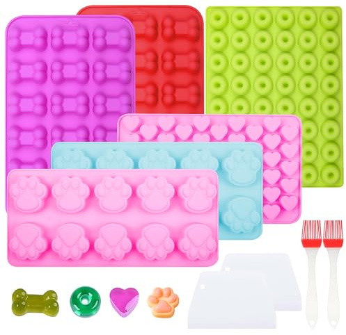 NVGVUP 10 stycken bakmattor för hundkex, silikonbakmattor för hundgodiset, bakform, hundkex med skrapa, bakborste, för gör-det-själv hundgodis, choklad, kex, godis, gelé, isbitar