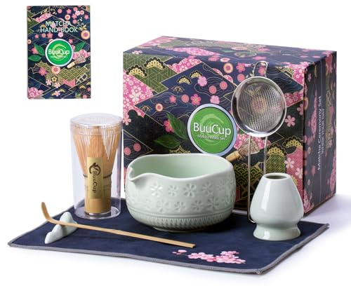 Buucup Matcha Whisk Set, Ceramic Matcha Kit with Bowl & Bamboo Whisk
