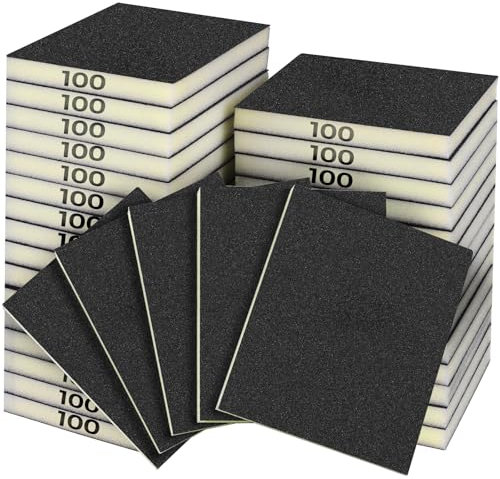 Sruhrak 18 Taco Lija Grano 100, Bloques Esponja de Lijas Flexible, Taco Abrasivo de Lijado Manual para Lijar a Mano de Grano Taco Abrasivo para Madera Metal Cocina Muebles